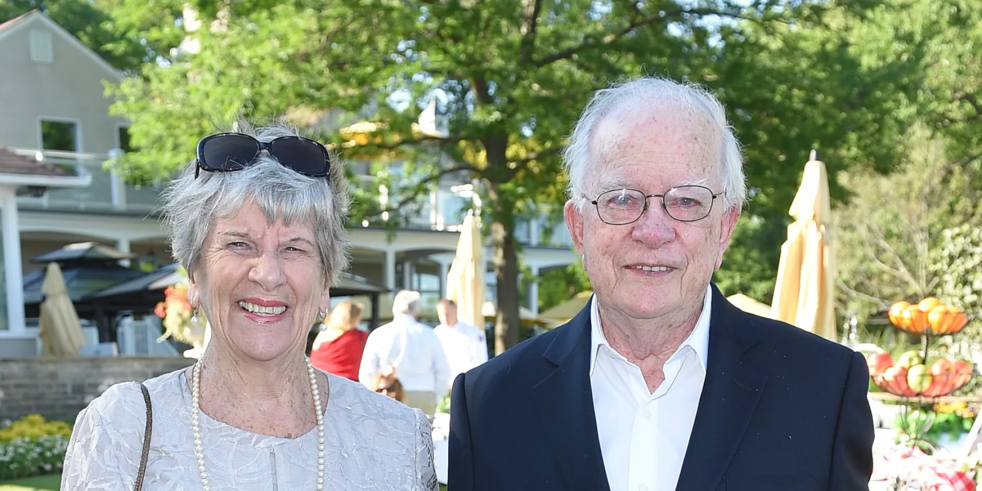 Dilys and Walter Jones woman and man standing facing camera