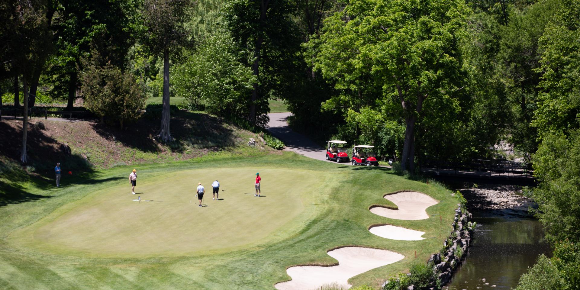 overhead view of golf hole 