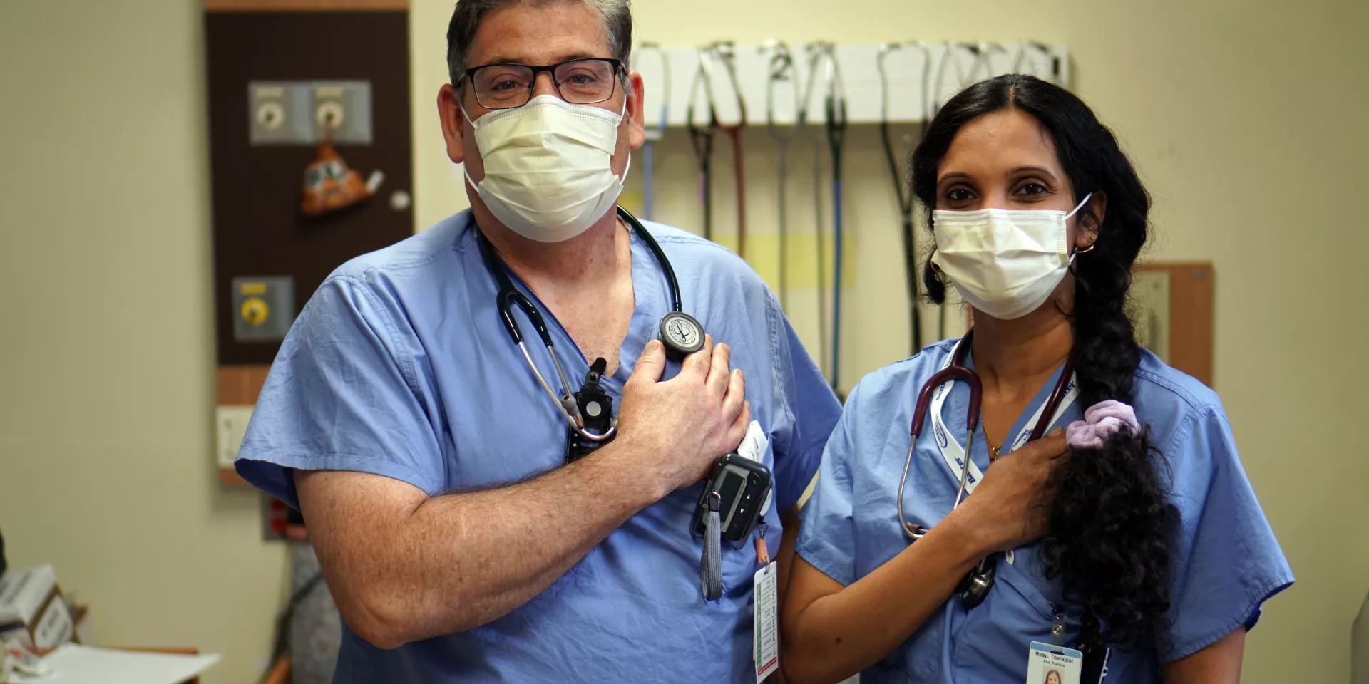 Patrick Houston and Krithika Balasubramaniam, MGH respiratory therapists  Patrick Houston and Krithika Balasubramaniam