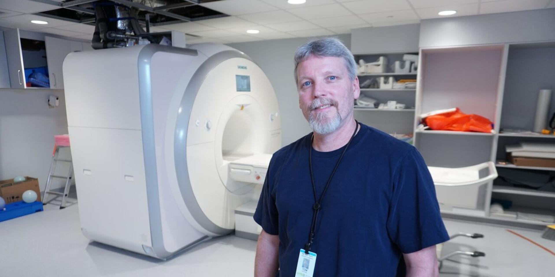 Senior MRI Technologist Tom Hocking with Michael Garron Hospital's new MRI