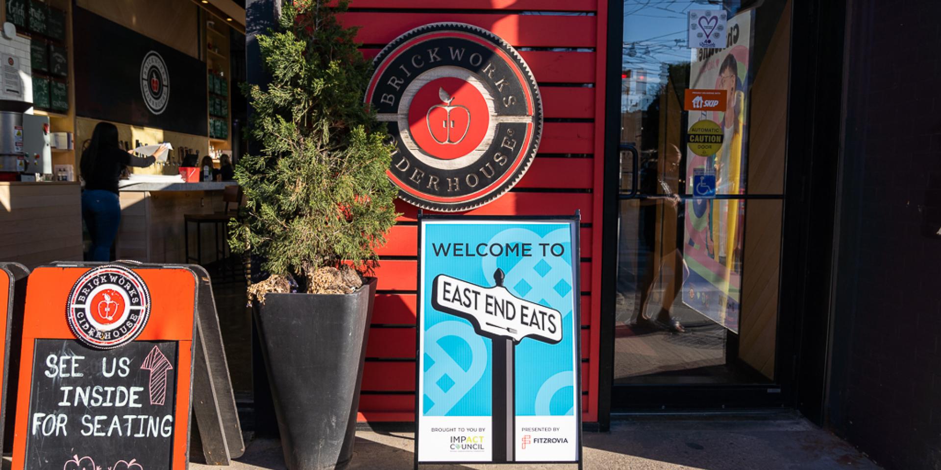 East End Eats signage outside of Brickworks Ciderhouse