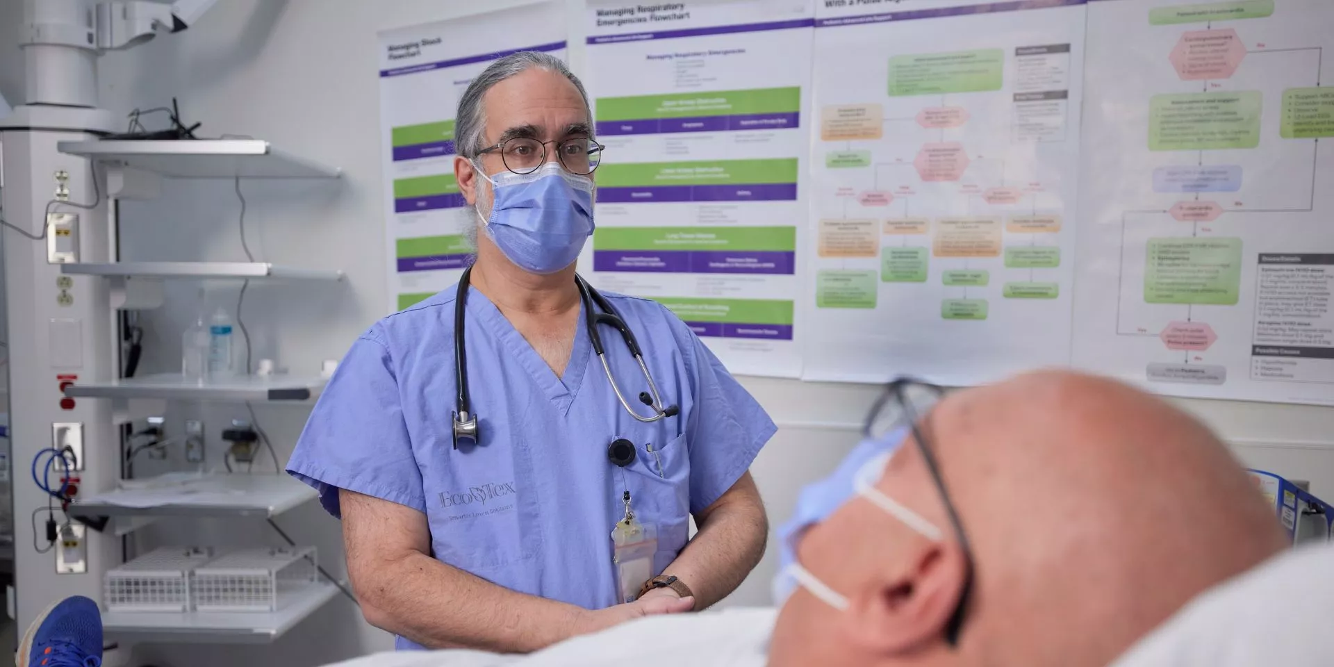 Dr. David Rosenstein, Information Technology Lead in our Stavro Emergency Department sees to a patient.