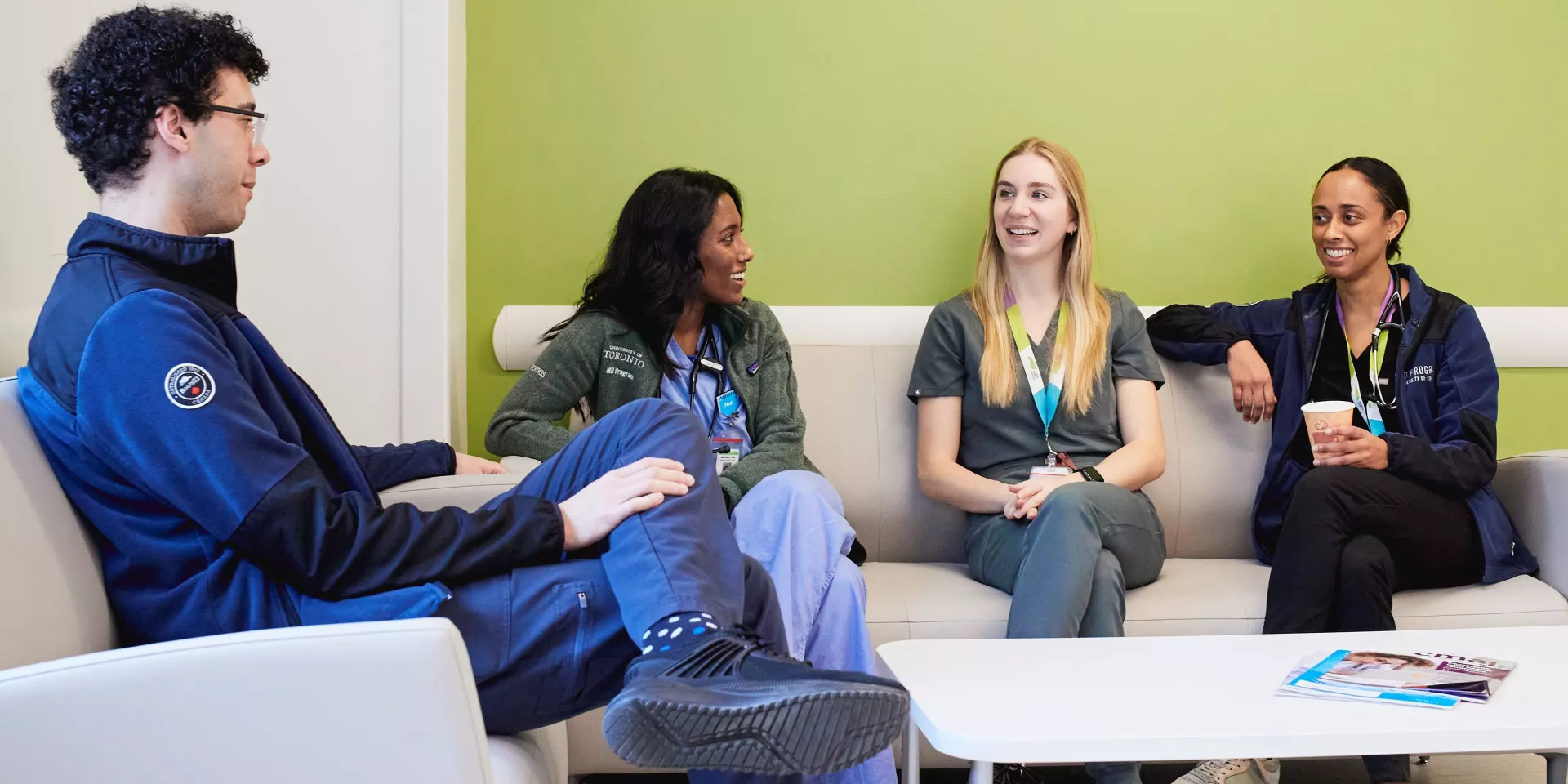 Dr. Maria Leis (second from right) and fellow learners in our Carswell Family Centre for Medical Education. Michael Garron Hospital helps train the next generation of physicians, in partnership with the University of Toronto.