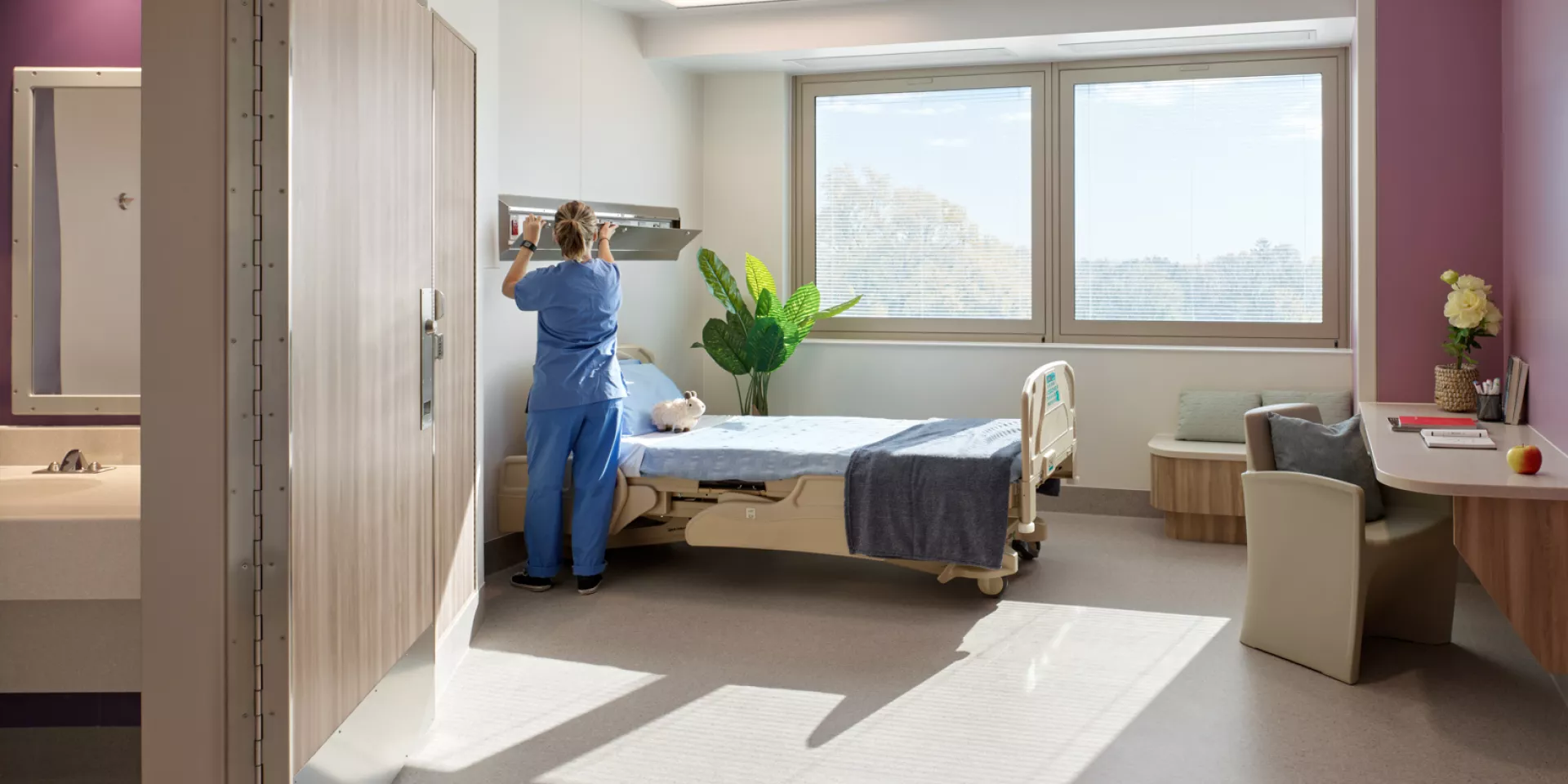 A bright and spacious rooms in our Slaight Family Child and Youth Mental Health Inpatient Unit 