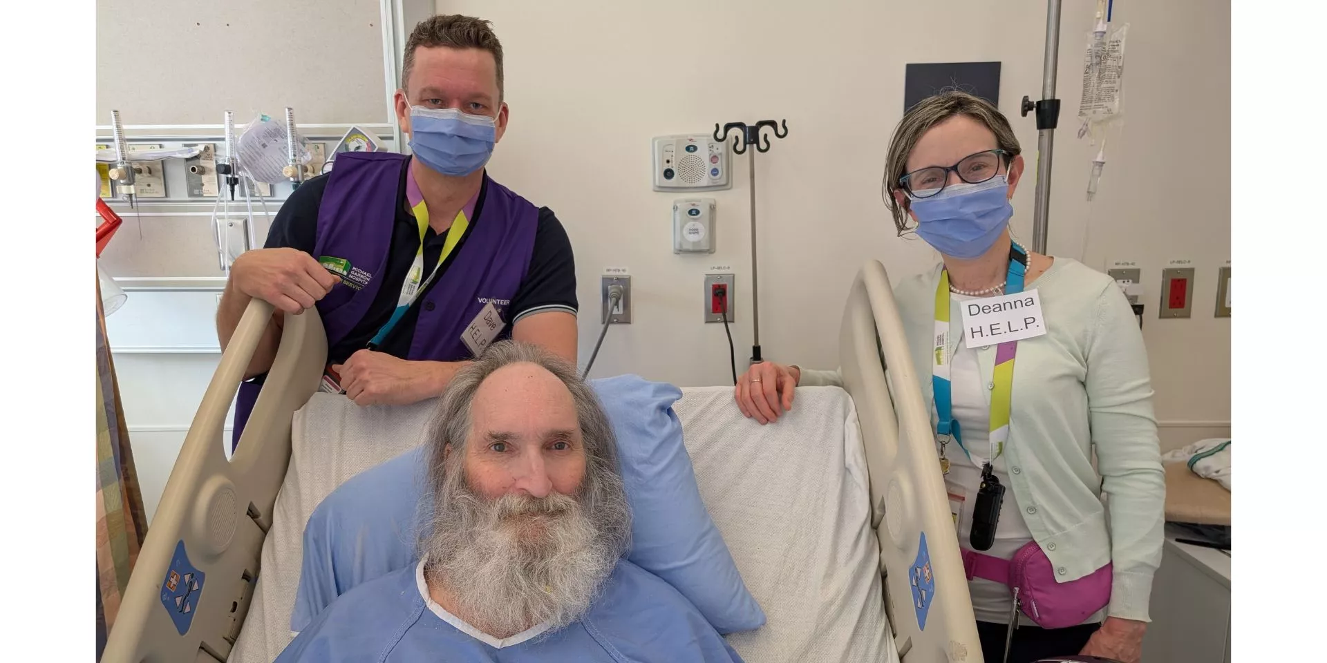 Robert enjoys visits from HELP team members, including Deanna Rosolen and HELP volunteer Dave Edwards.