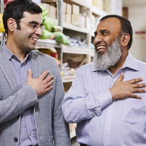 Flemingdon Park grocery store owner, Iqbal Malek, with Michael Garron Hospital Chief of Cardiology Dr. Mohammad “Mo” Zia