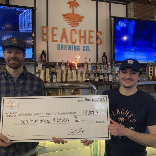 Beaches Brewery cheque presentation at Beaches Brewery in Toronto