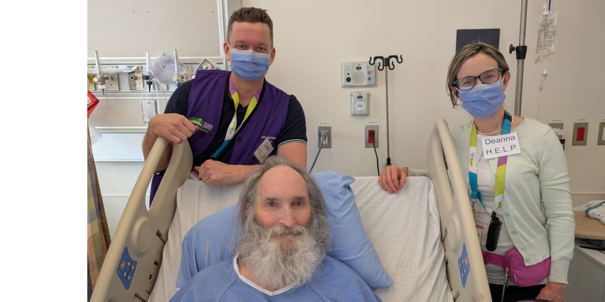 Robert, an older adult, enjoys visits from HELP team members, including Deanna Rosolen and HELP volunteer Dave Edwards. Robert, an older adult, enjoys visits from HELP team members, including Deanna Rosolen and HELP volunteer Dave Edwards.