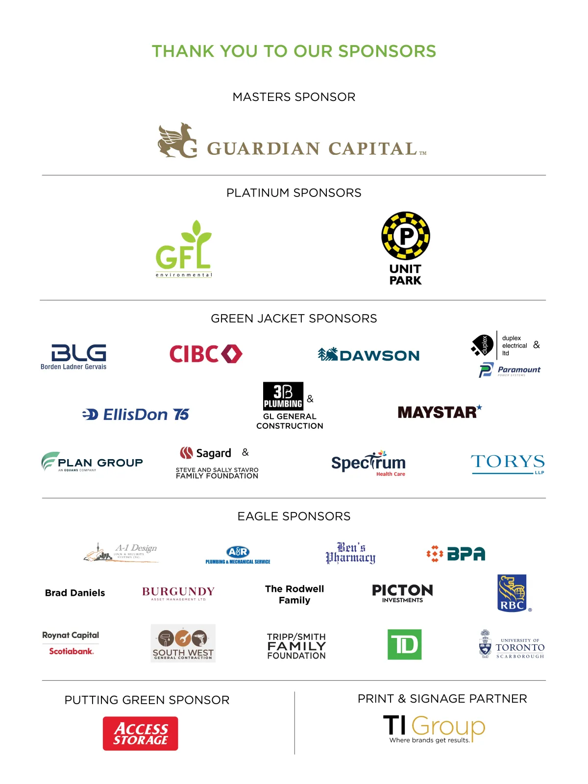 2026 Event sponsors
