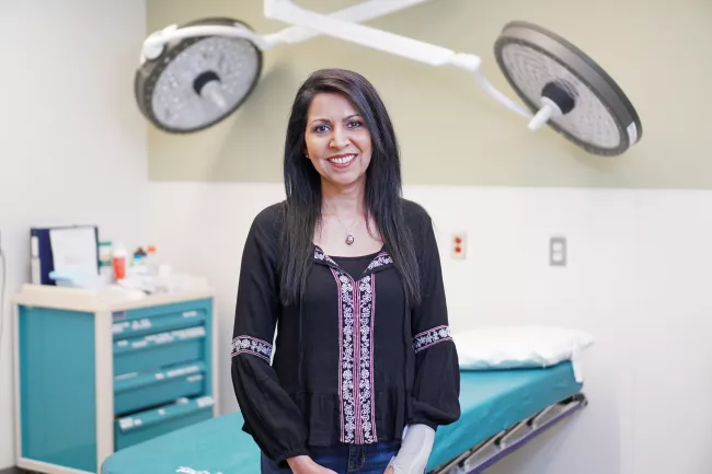 MGH patient Rehana pictured in the operating suites