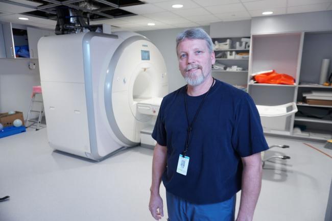 Senior MRI Technologist Tom Hocking with Michael Garron Hospital's new MRI