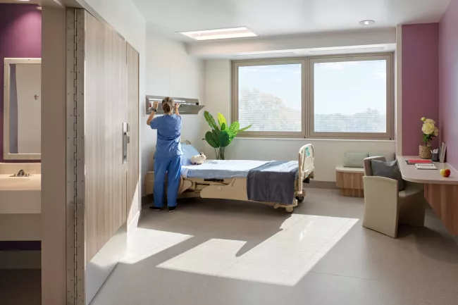 A bright and spacious rooms in our Slaight Family Child and Youth Mental Health Inpatient Unit 