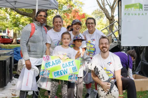 The top fundraising team, Crash Cart Crew, celebrates at East End Adventure