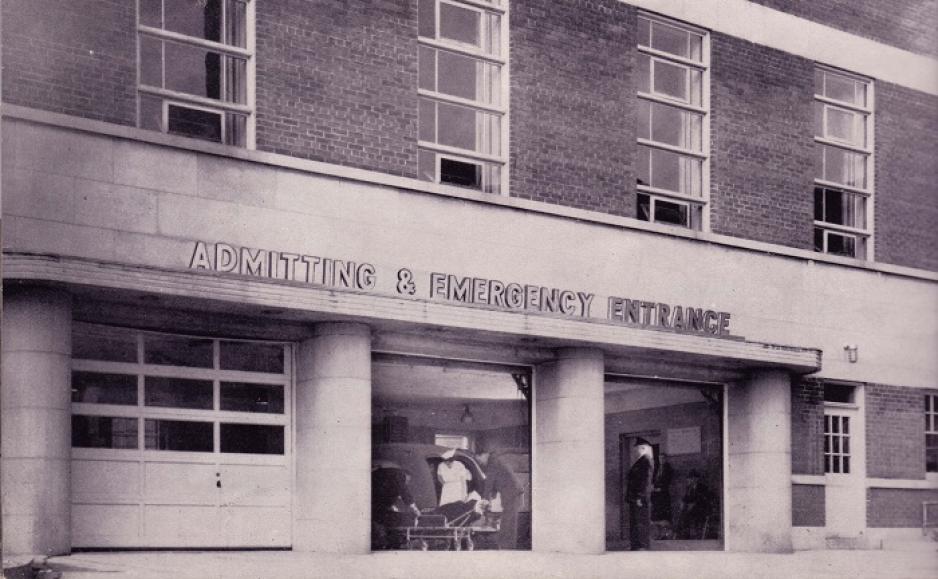 photo of hospital south pavilion E and F wing admitting and emergency entrance s in 1944