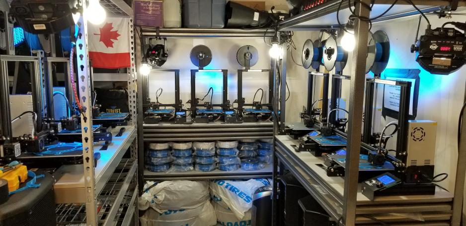 Ryan's 3D printers in action photo of 3D printers