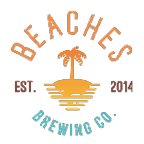 Beaches Brewing Company logo with a palm tree in sunset colours