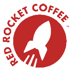 Red Rocket Coffee Logo with a rocket ship silhouette